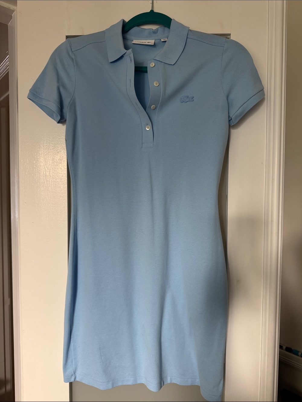 Lacoste Light Blue Short-Sleeve Polo Mini Dress